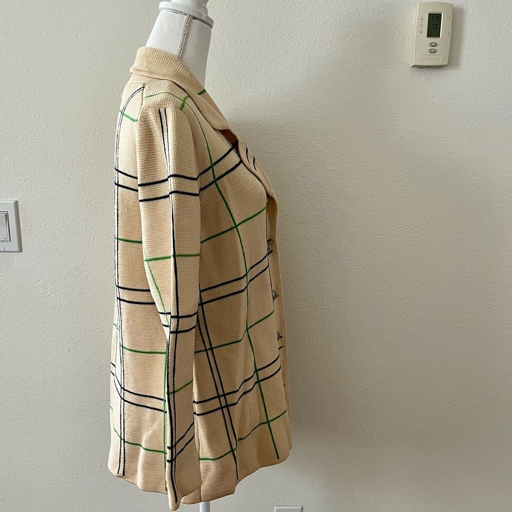 Cream Plaid Button-Front Knit Jacket - Picture 4 of 10